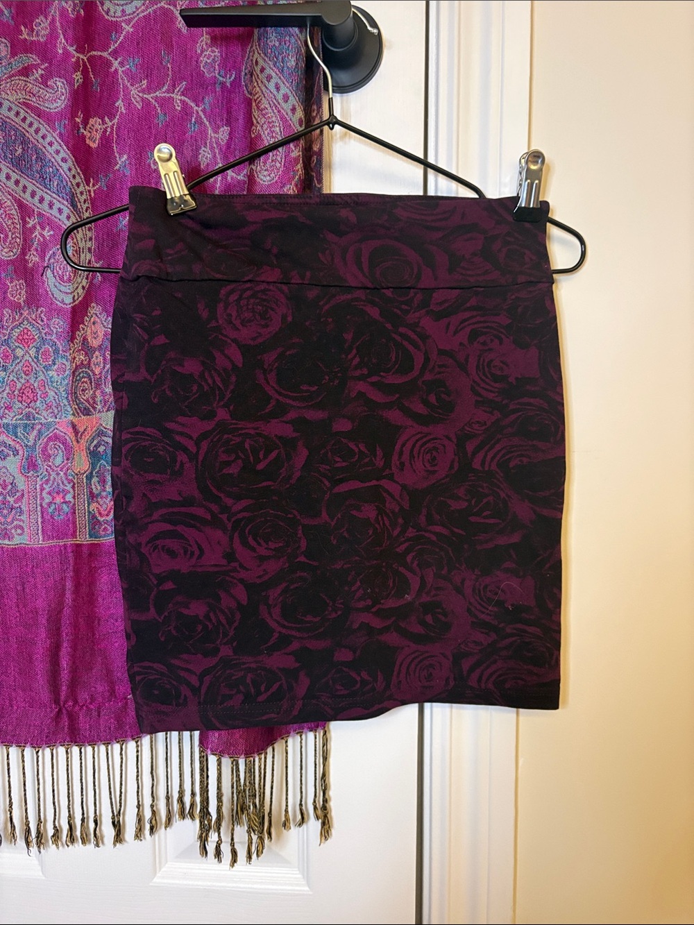 Purple Floral Pattern Pencil Skirt - Women